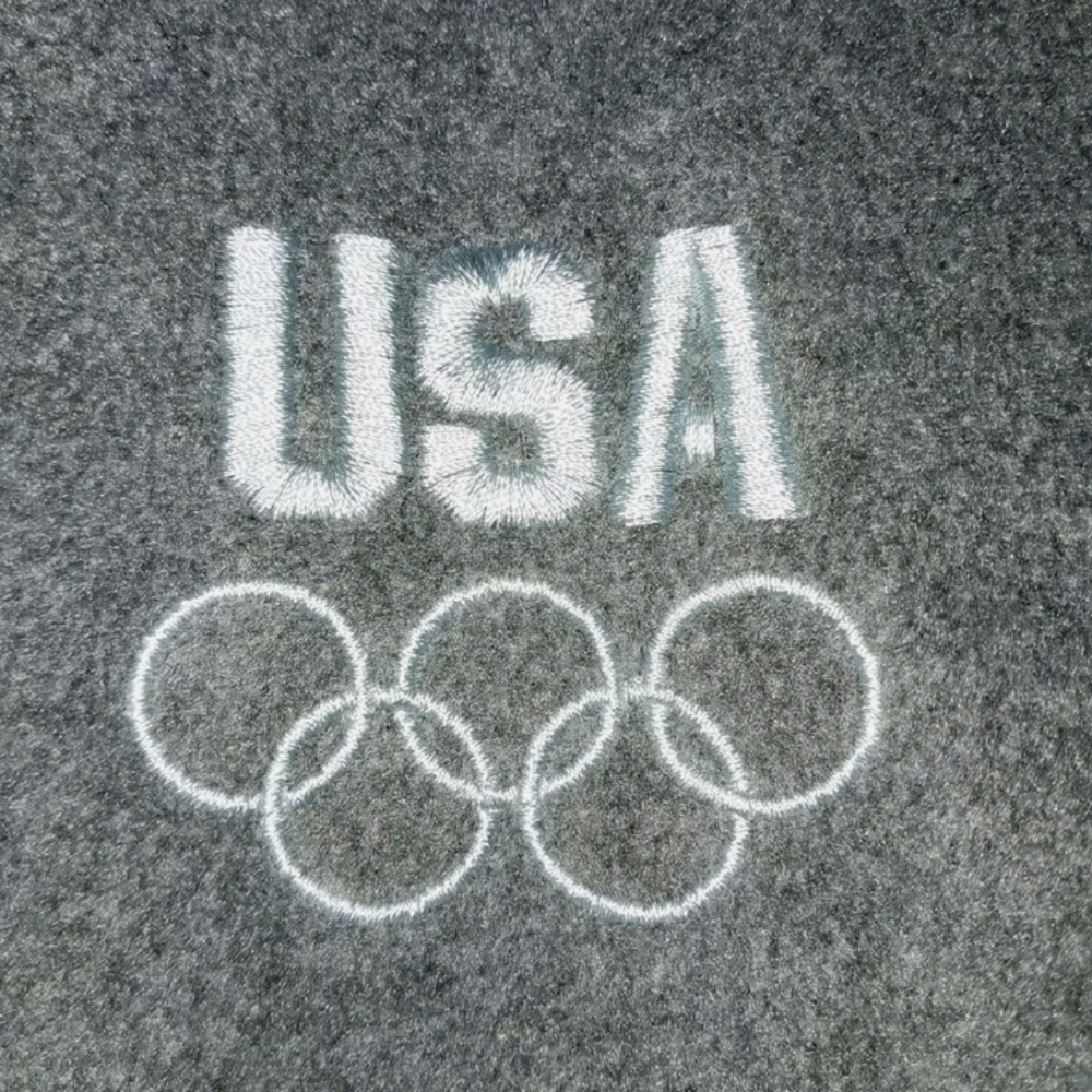 USA Olympic embroidered zip up POCKETS vest gray